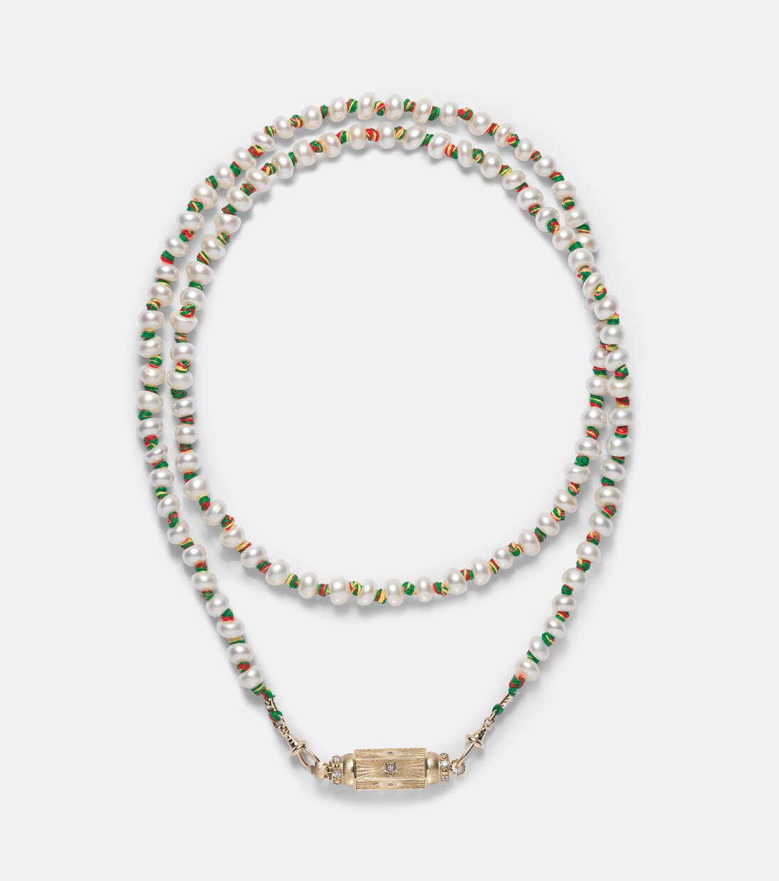 Baby 14kt gold locket necklace with diamonds and pearls | Marie Lichtenberg