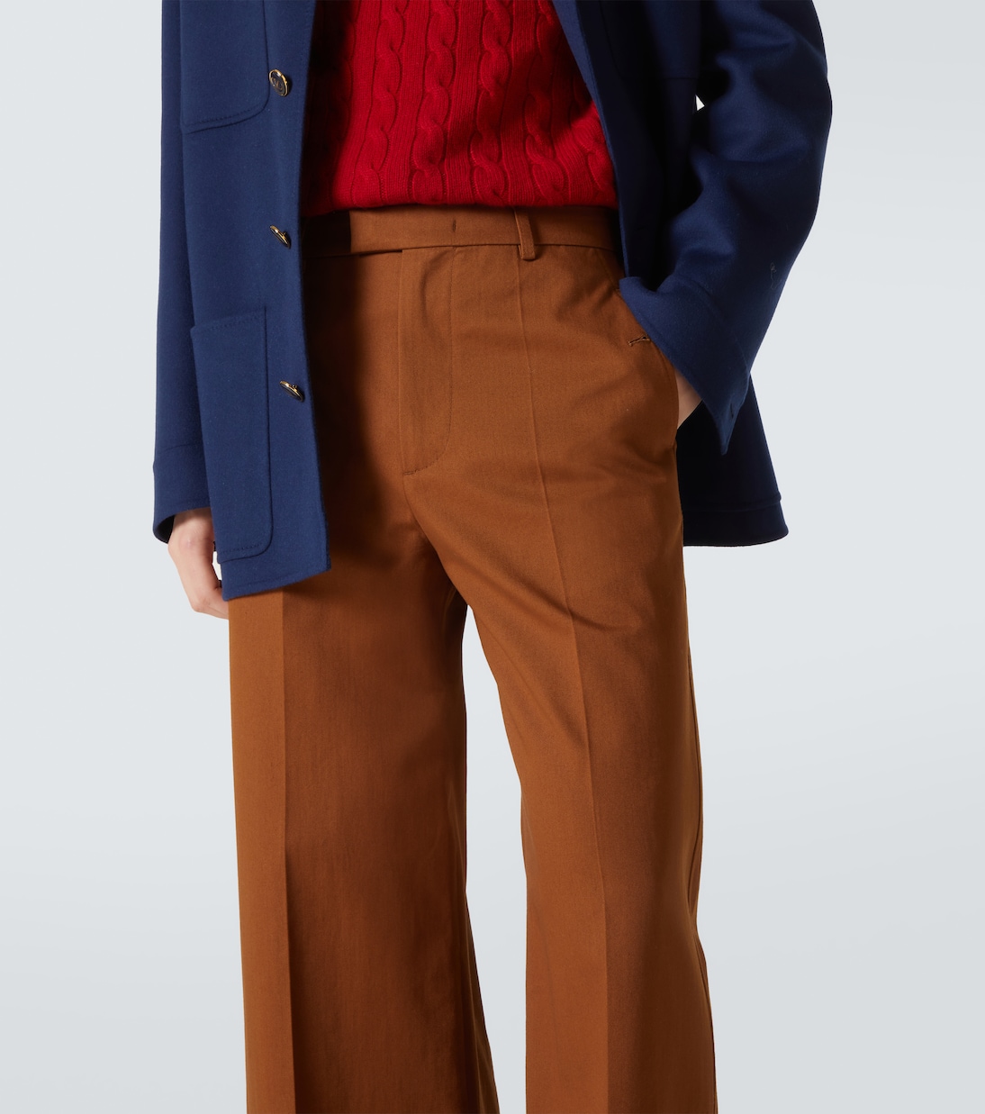 Cropped cotton gabardine wide-leg pants | Valentino