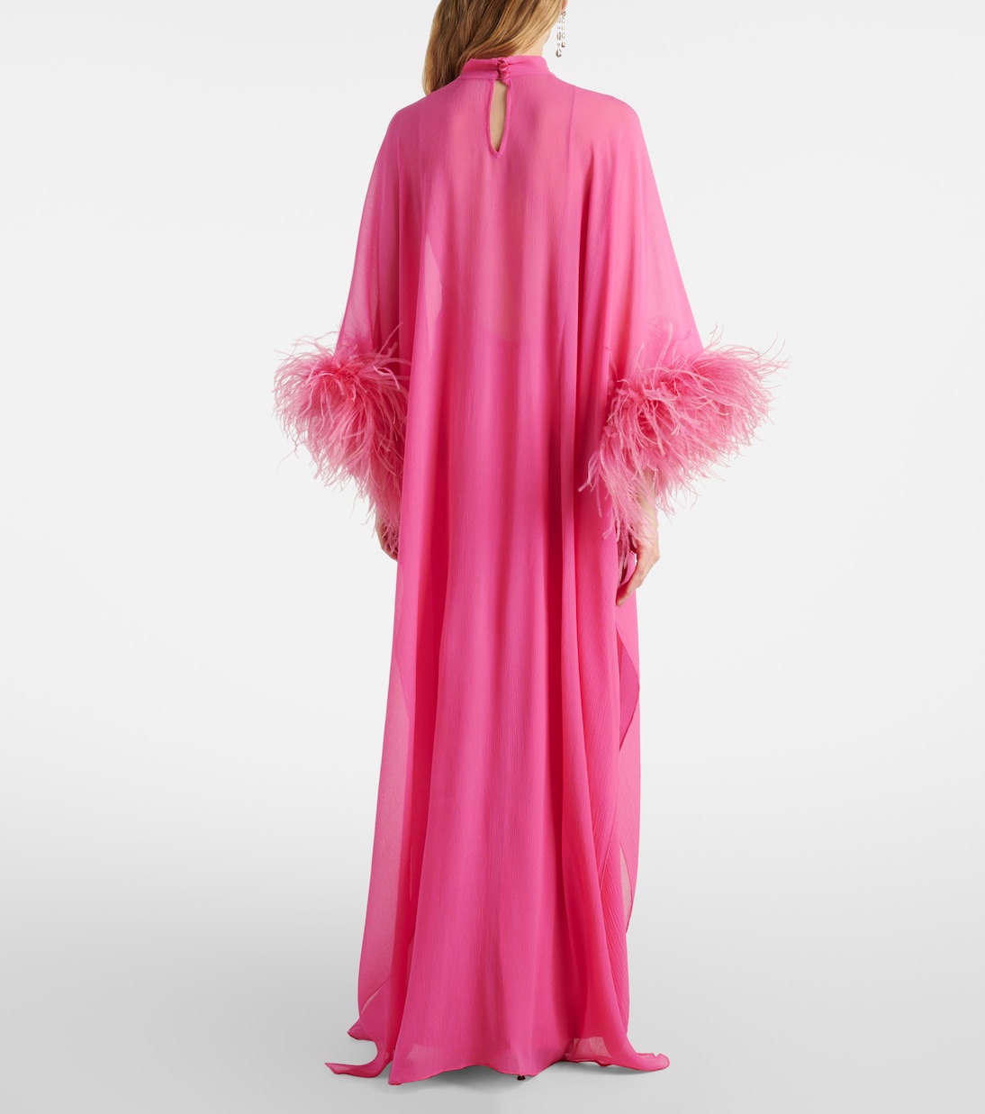 Penelope feather-trimmed silk kaftan | Taller Marmo
