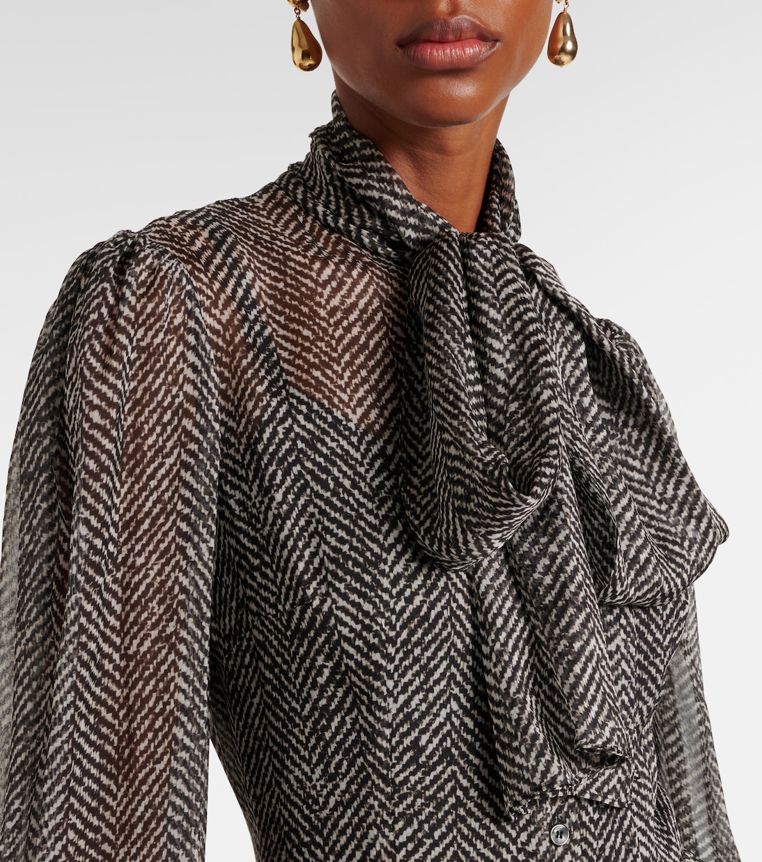 Chevron tie-neck silk-blend midi dress  | Dolce&Gabbana