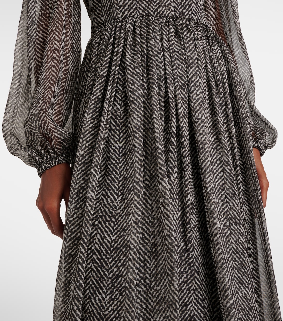 Chevron tie-neck silk-blend midi dress  | Dolce&Gabbana