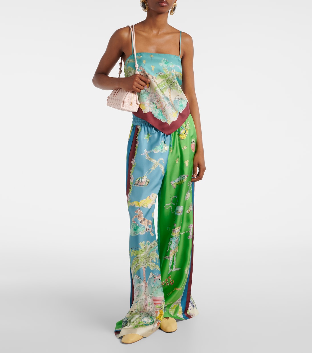 Pantalon ample Daria imprimé en soie | Alémais