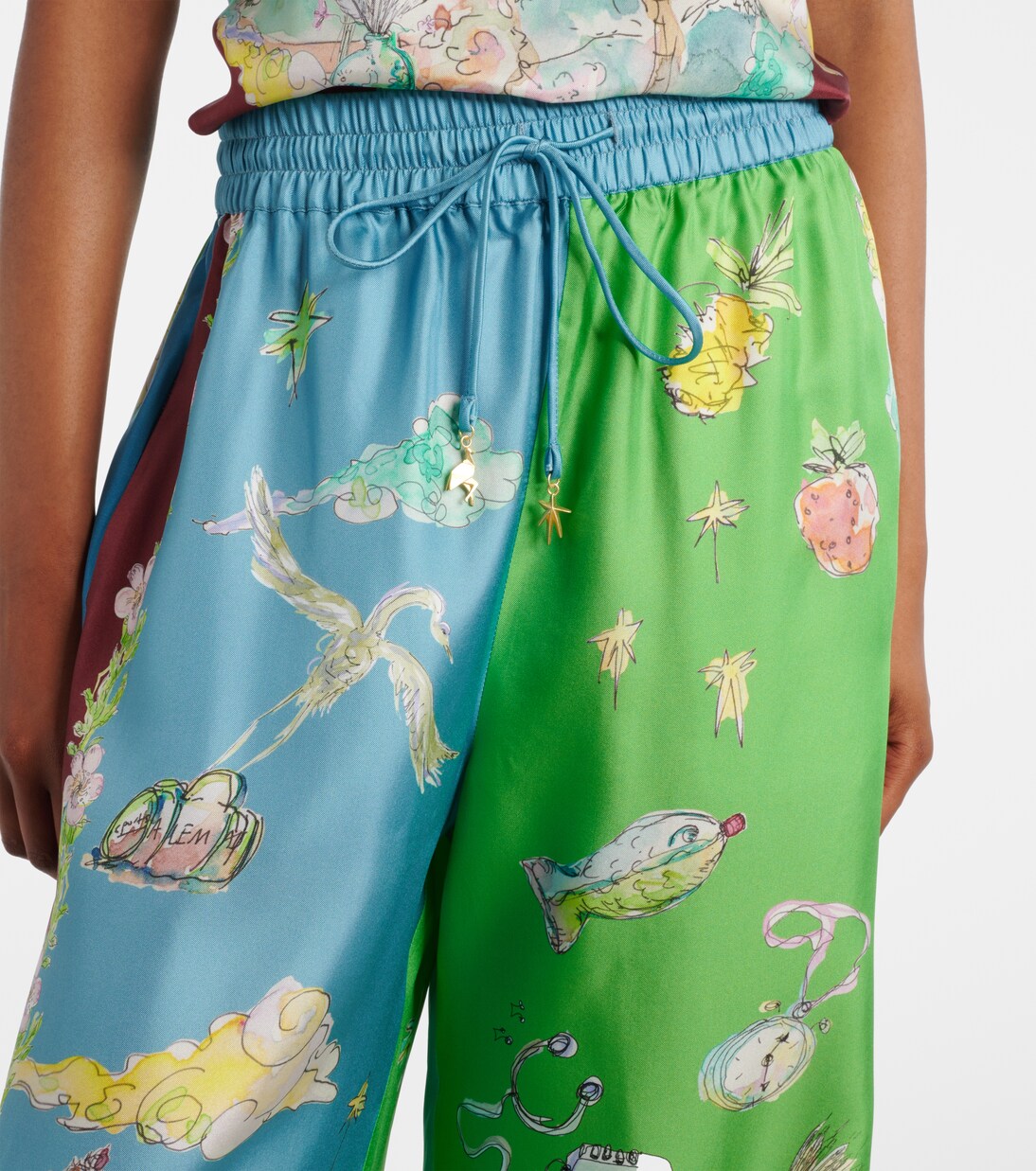 Pantalon ample Daria imprimé en soie | Alémais