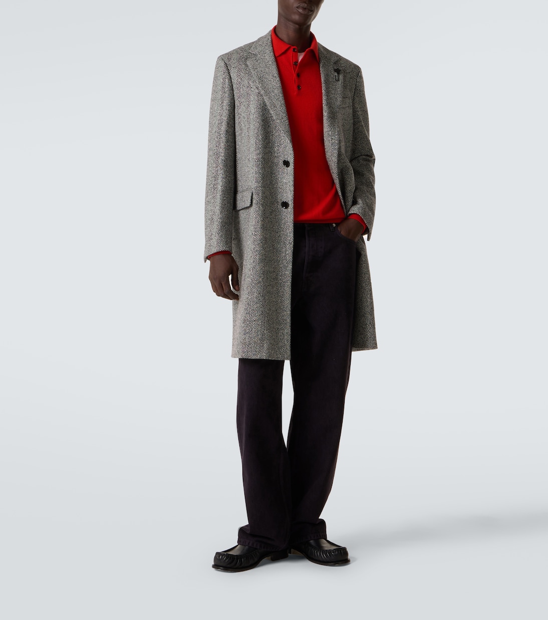 Abrigo de tweed de lana virgen espigado | Lardini