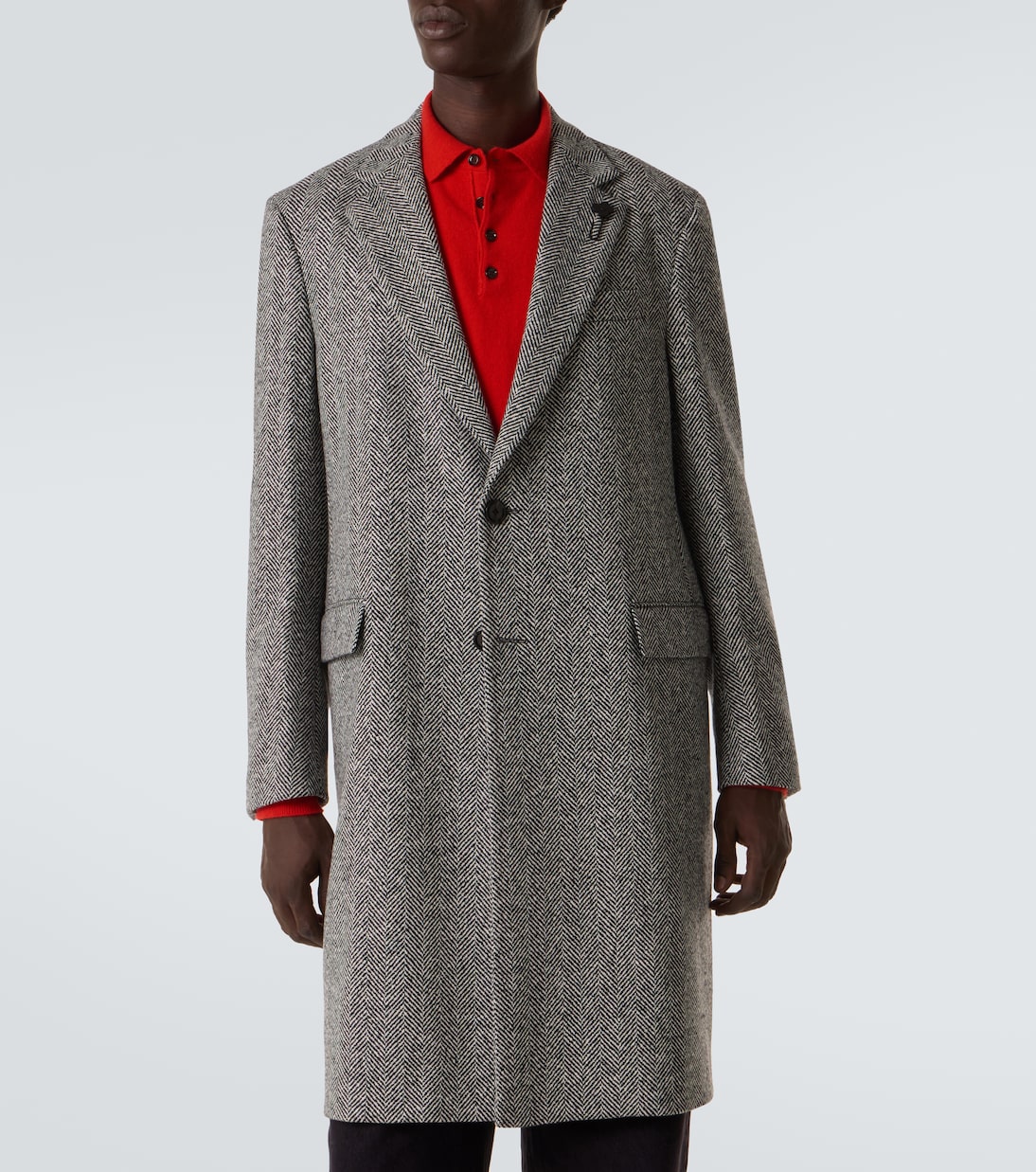 Abrigo de tweed de lana virgen espigado | Lardini