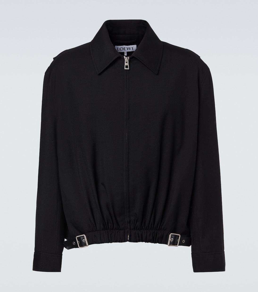 Belted leather-trimmed wool blouson | Loewe