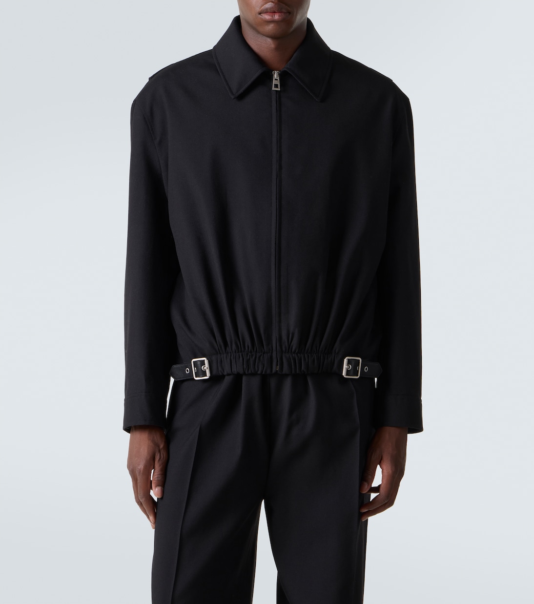 Belted leather-trimmed wool blouson | Loewe