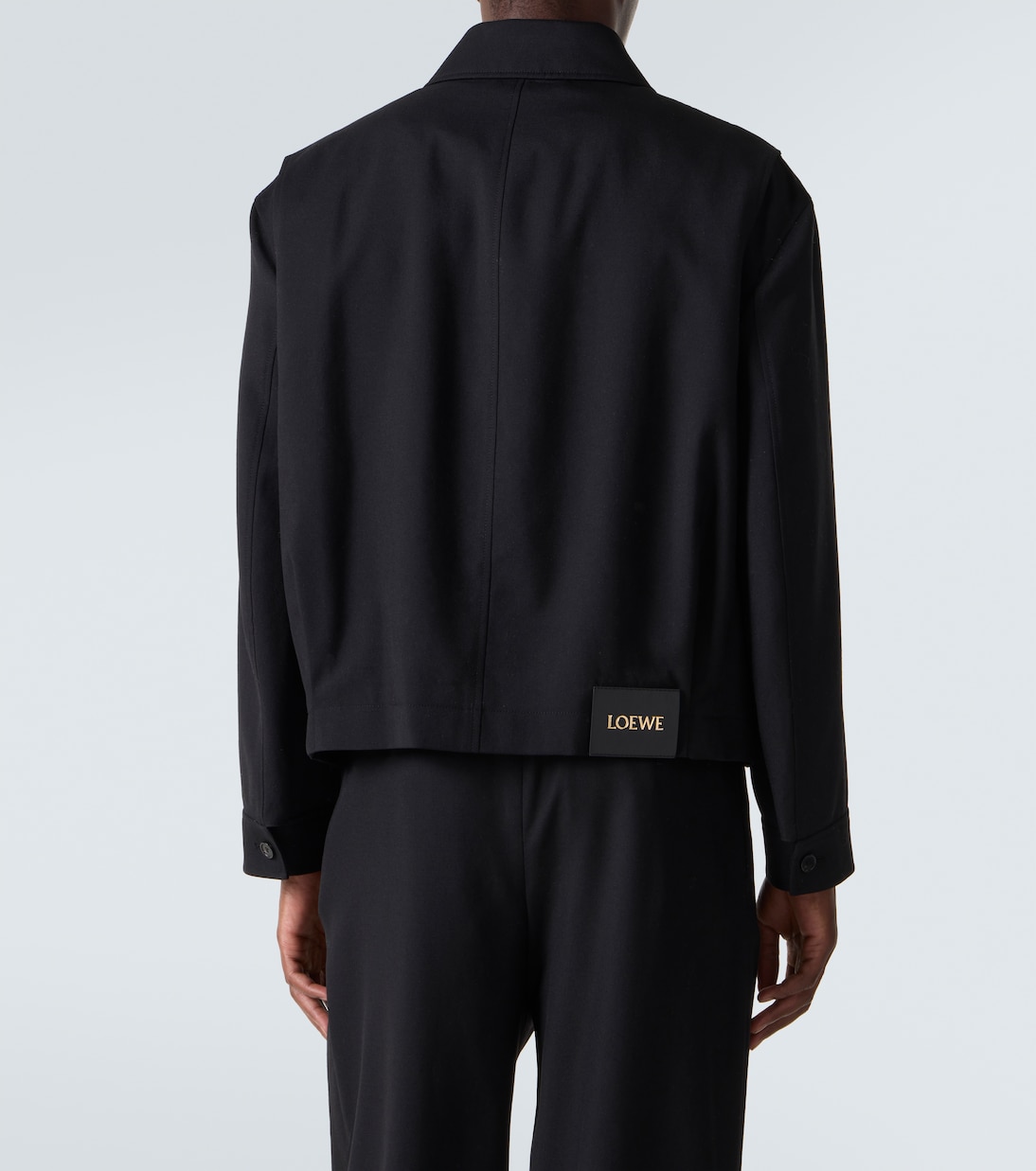 Belted leather-trimmed wool blouson | Loewe