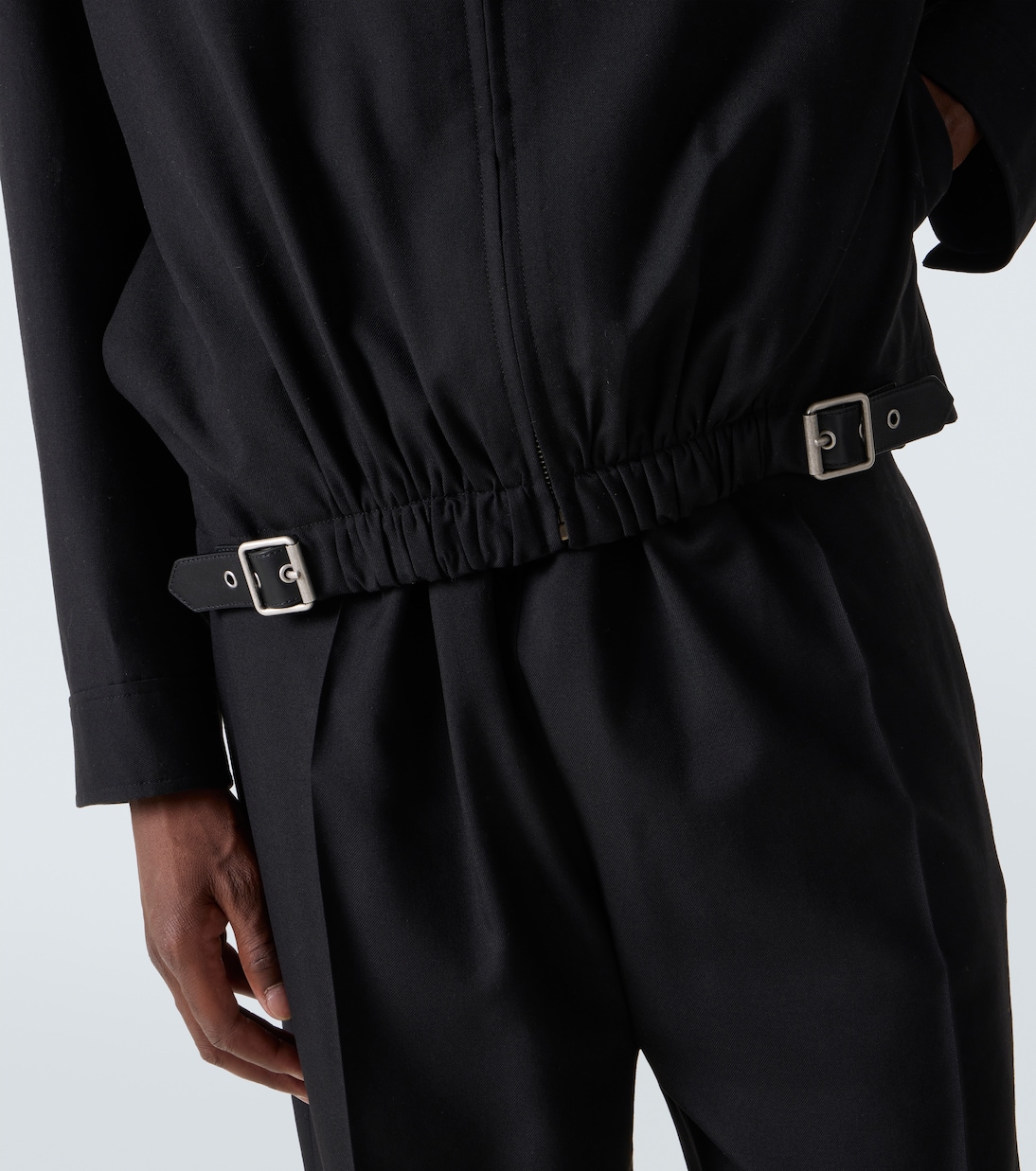 Belted leather-trimmed wool blouson | Loewe