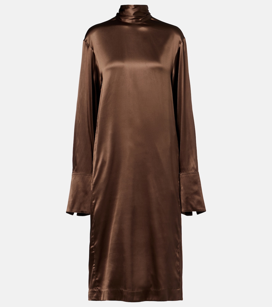 Turtleneck silk-blend satin midi dress | Dries Van Noten