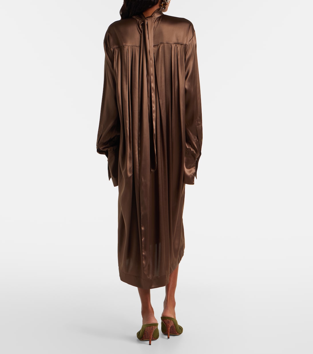 Turtleneck silk-blend satin midi dress | Dries Van Noten