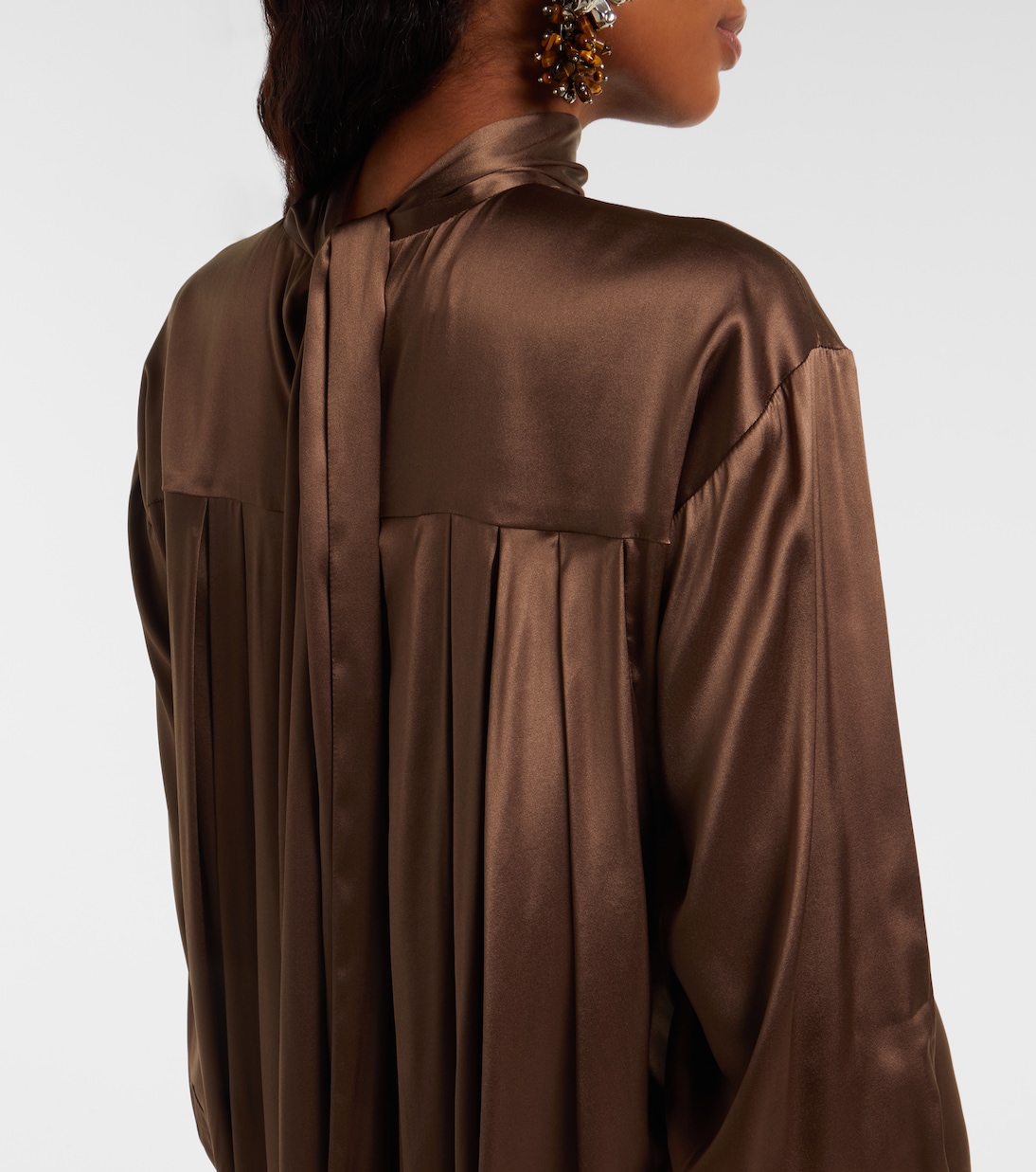 Turtleneck silk-blend satin midi dress | Dries Van Noten