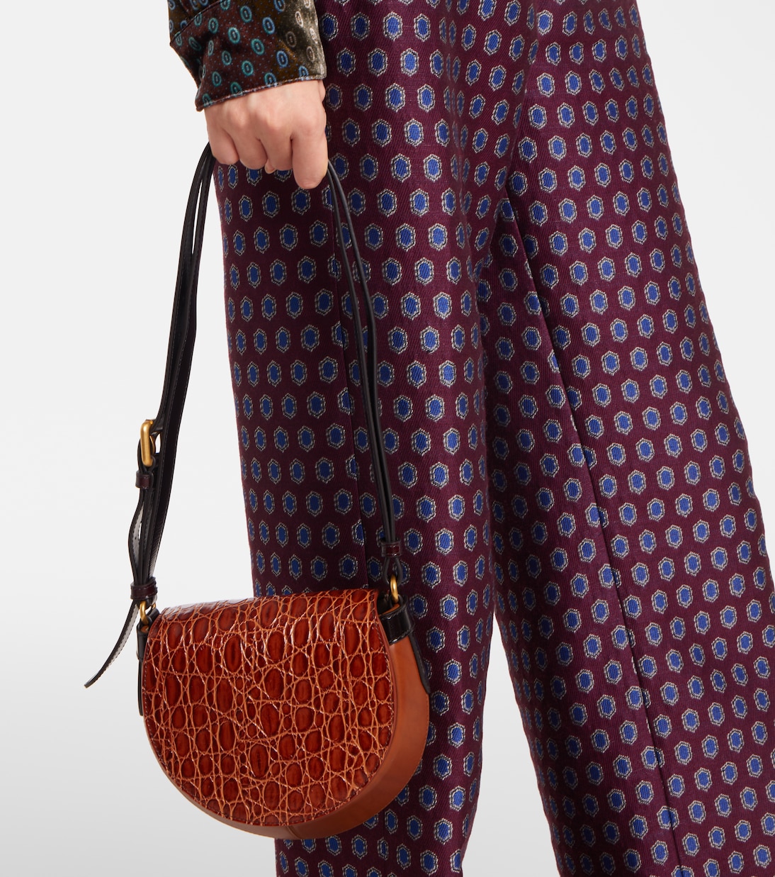 Croc-effect leather crossbody bag | Dries Van Noten