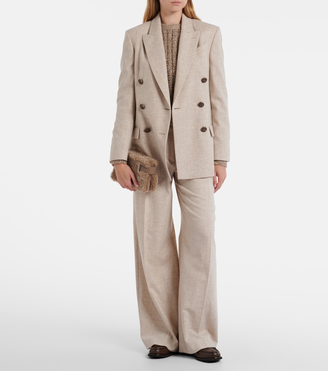 Small shearling clutch | Brunello Cucinelli