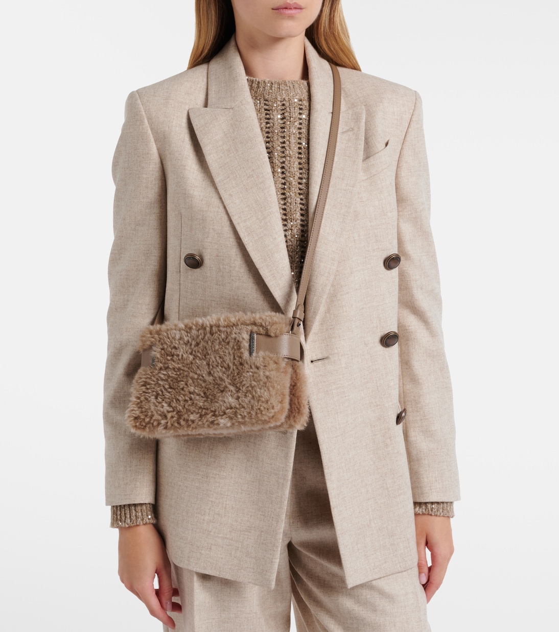 Small shearling clutch | Brunello Cucinelli
