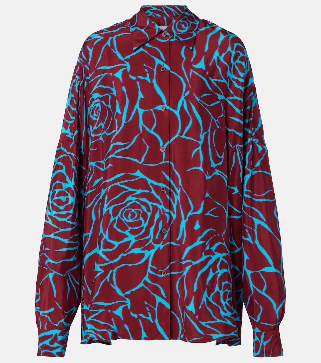 Printed oversized satin shirt | Dries Van Noten