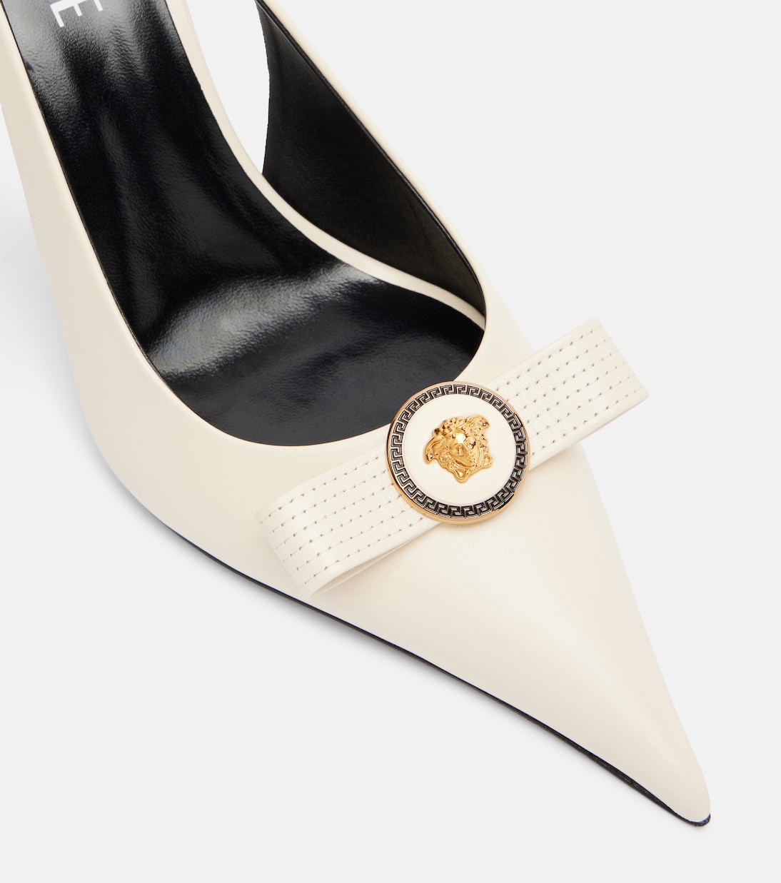 Gianni Ribbon 85 leather slingback pumps | Versace