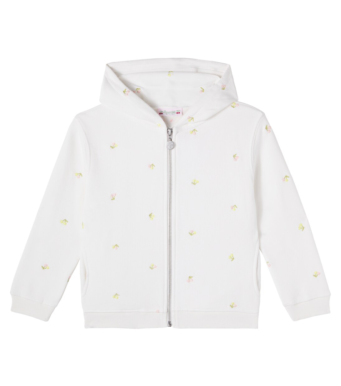 Embroidered cotton jersey zip-up hoodie | Bonpoint