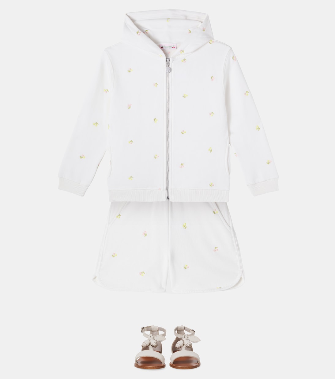 Embroidered cotton jersey zip-up hoodie | Bonpoint