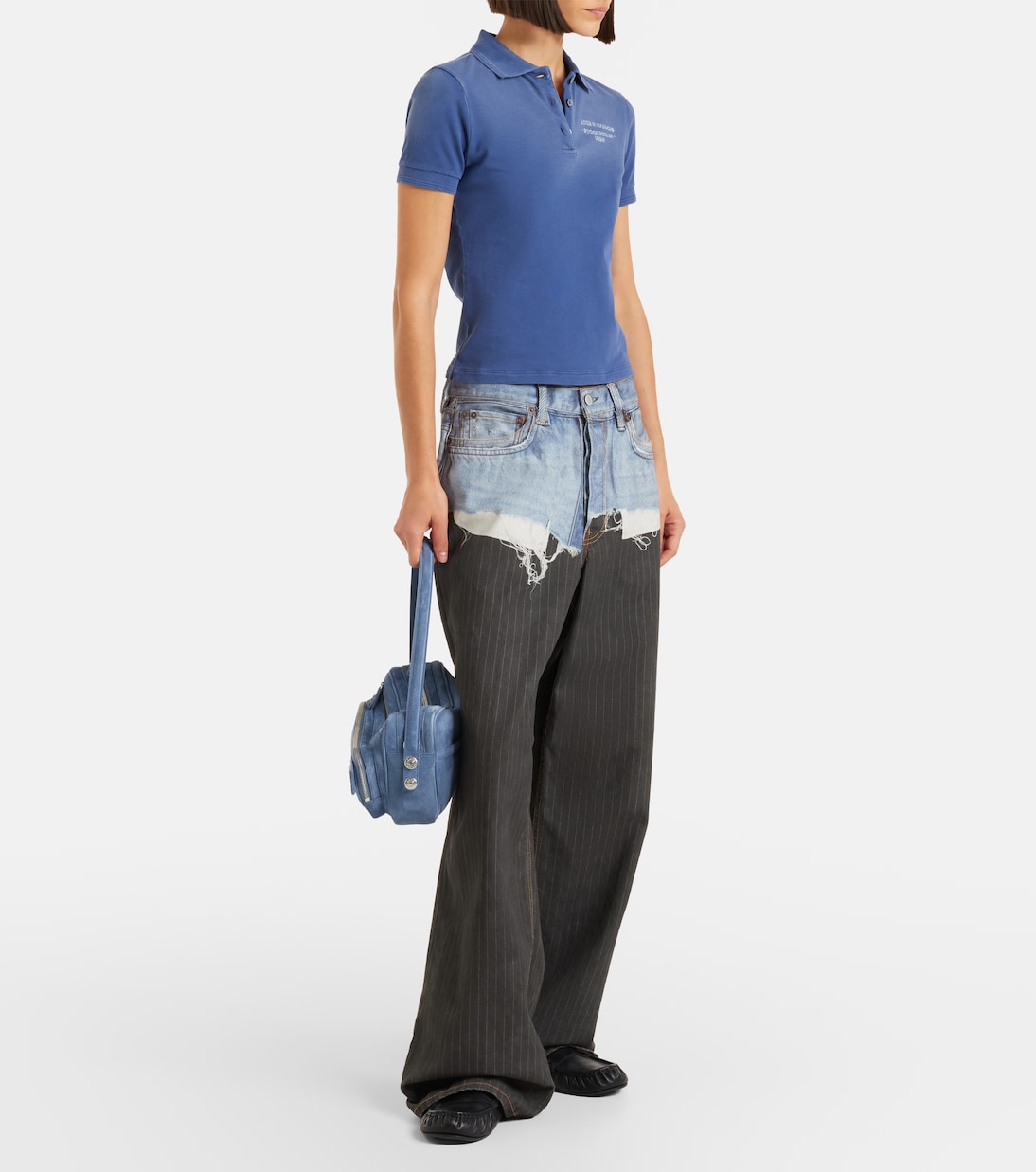 Faded cotton-blend piqué polo shirt | Acne Studios