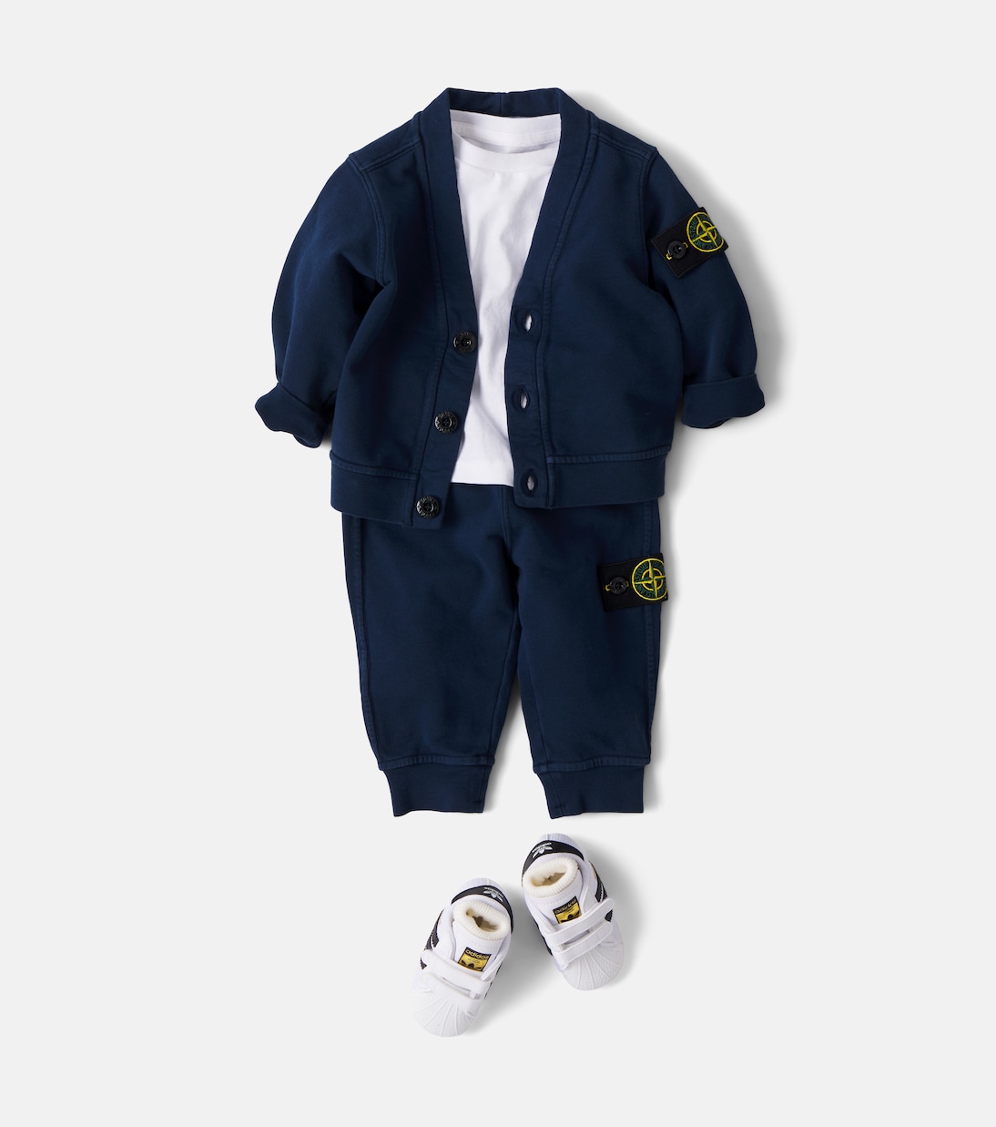 Bébé – Ensemble cardigan, pantalon de survêtement et couverture en coton | Stone Island Junior