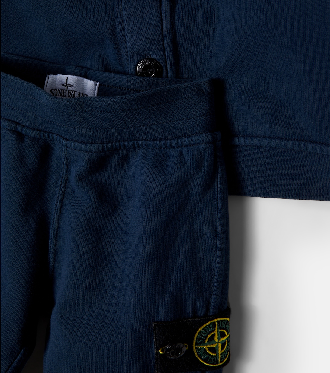 Baby cotton cardigan, sweatpants and blanket set | Stone Island Junior