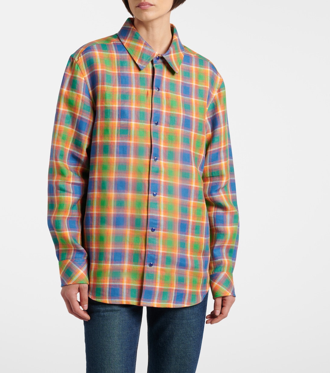 Brilliant linen shirt with lapis lazuli | God's True Cashmere