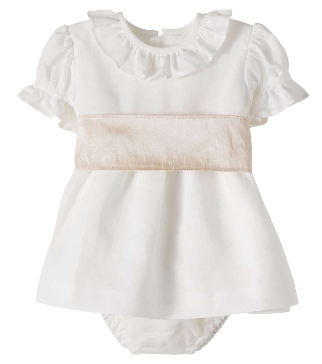 Baby Vega linen and cotton dress and bloomers set | La Coqueta