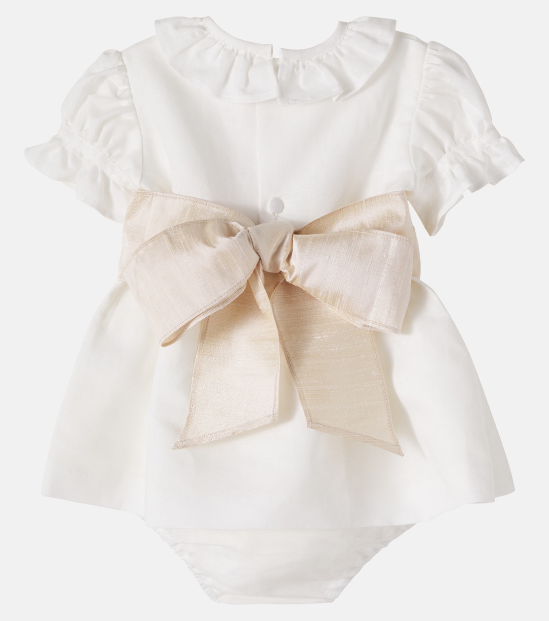 Baby Vega linen and cotton dress and bloomers set | La Coqueta