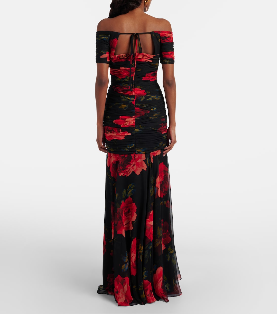 Off-Shoulder-Robe aus Seidenchiffon | Carolina Herrera