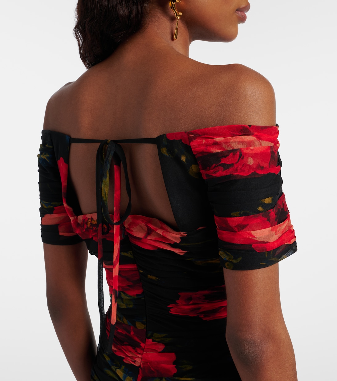 Off-Shoulder-Robe aus Seidenchiffon | Carolina Herrera