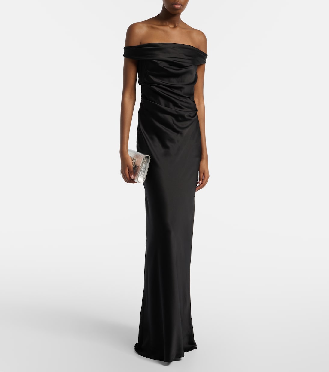 Robe Bardot aus Seidencharmeuse | The Sei