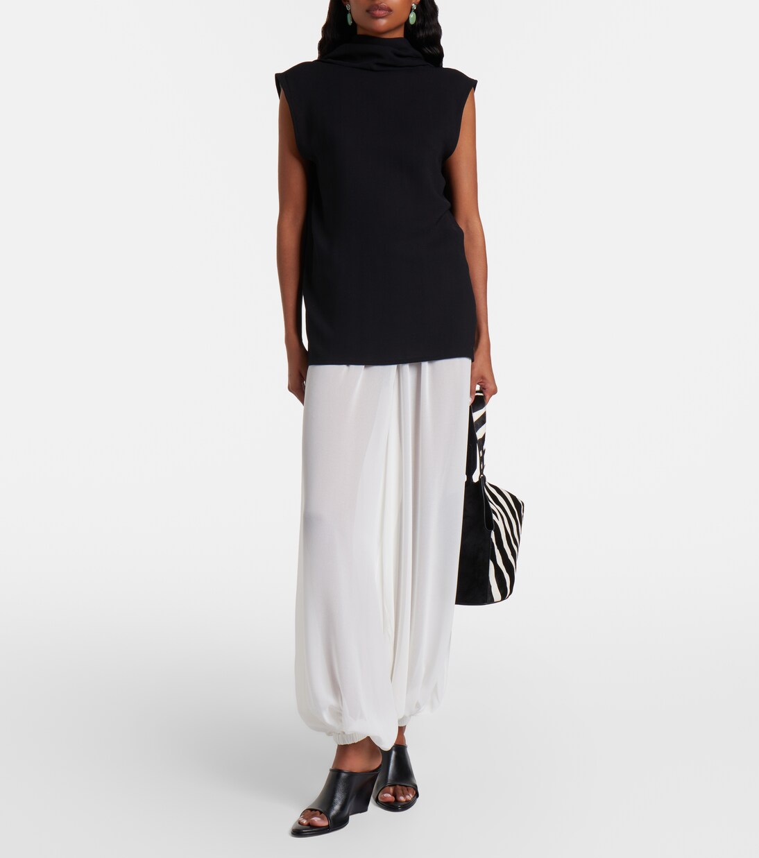 Pantalon ballon Mio en crêpe transparent | The Frankie Shop