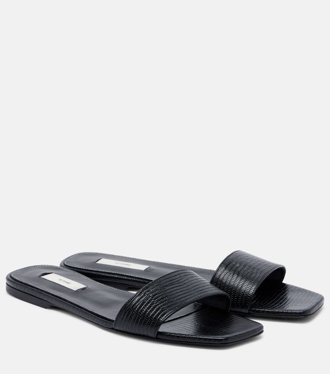 Lizard-effect leather slides | Toteme