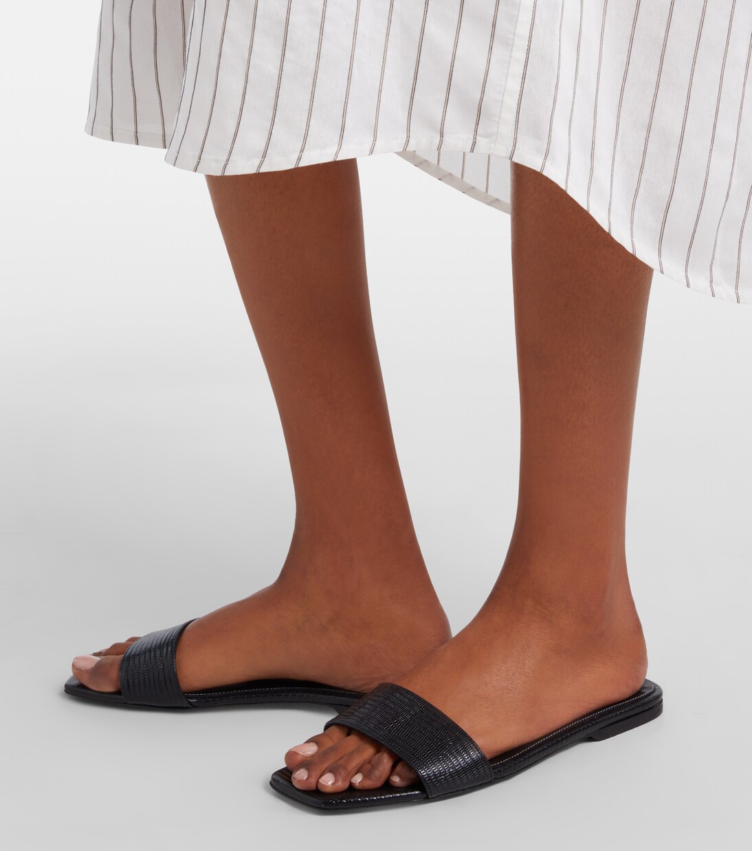 Lizard-effect leather slides | Toteme