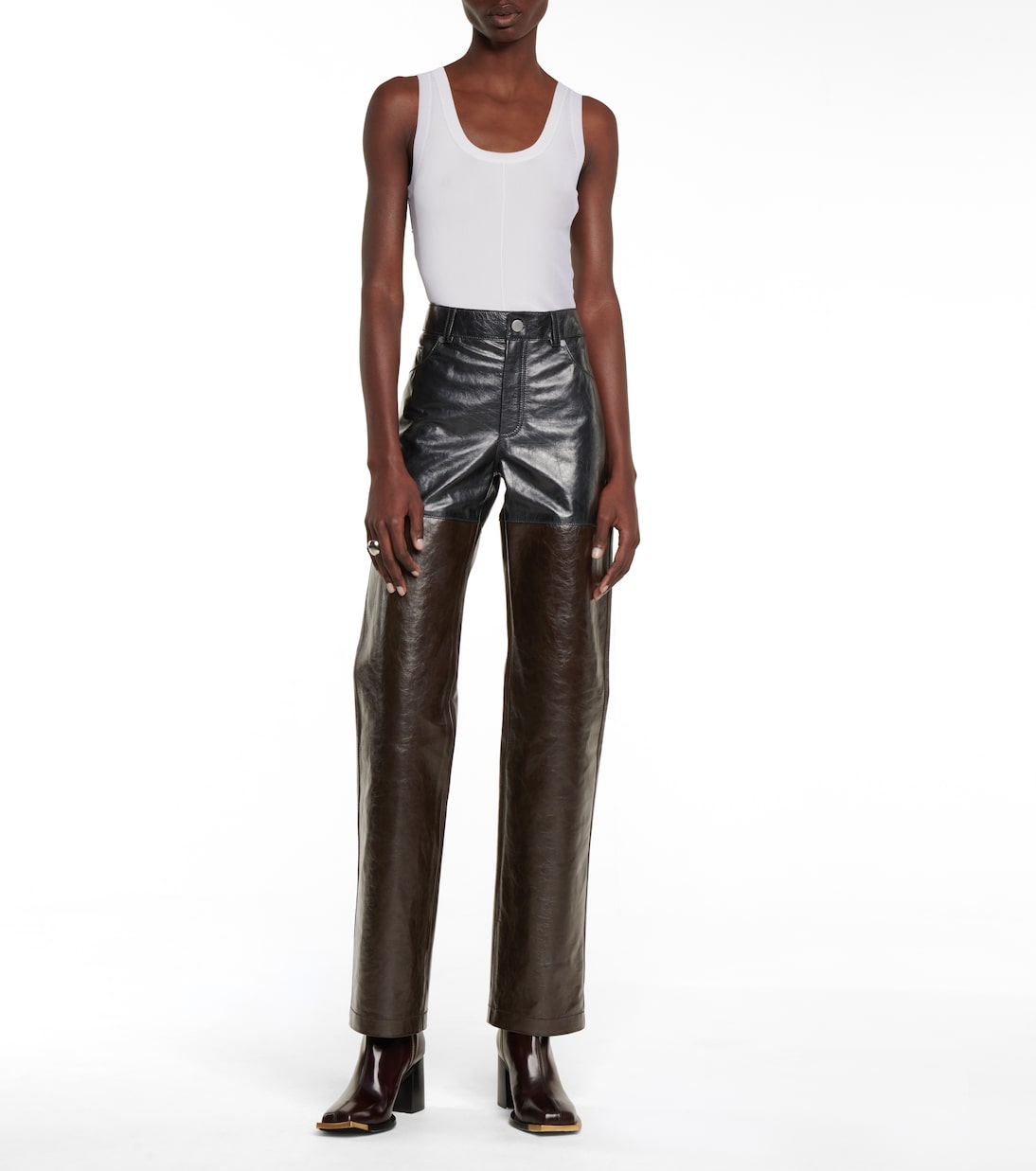 Gerade High-Rise-Hose aus Leder | Peter Do