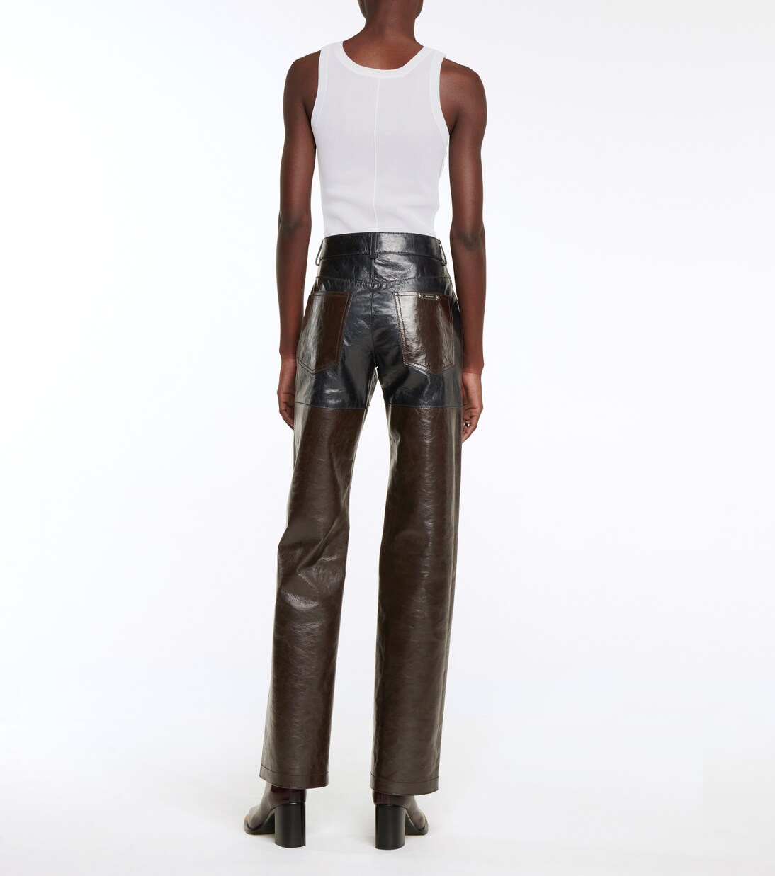 Gerade High-Rise-Hose aus Leder | Peter Do