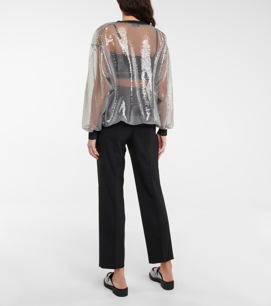 Cardigan aus Tüll mit Pailletten | Prada