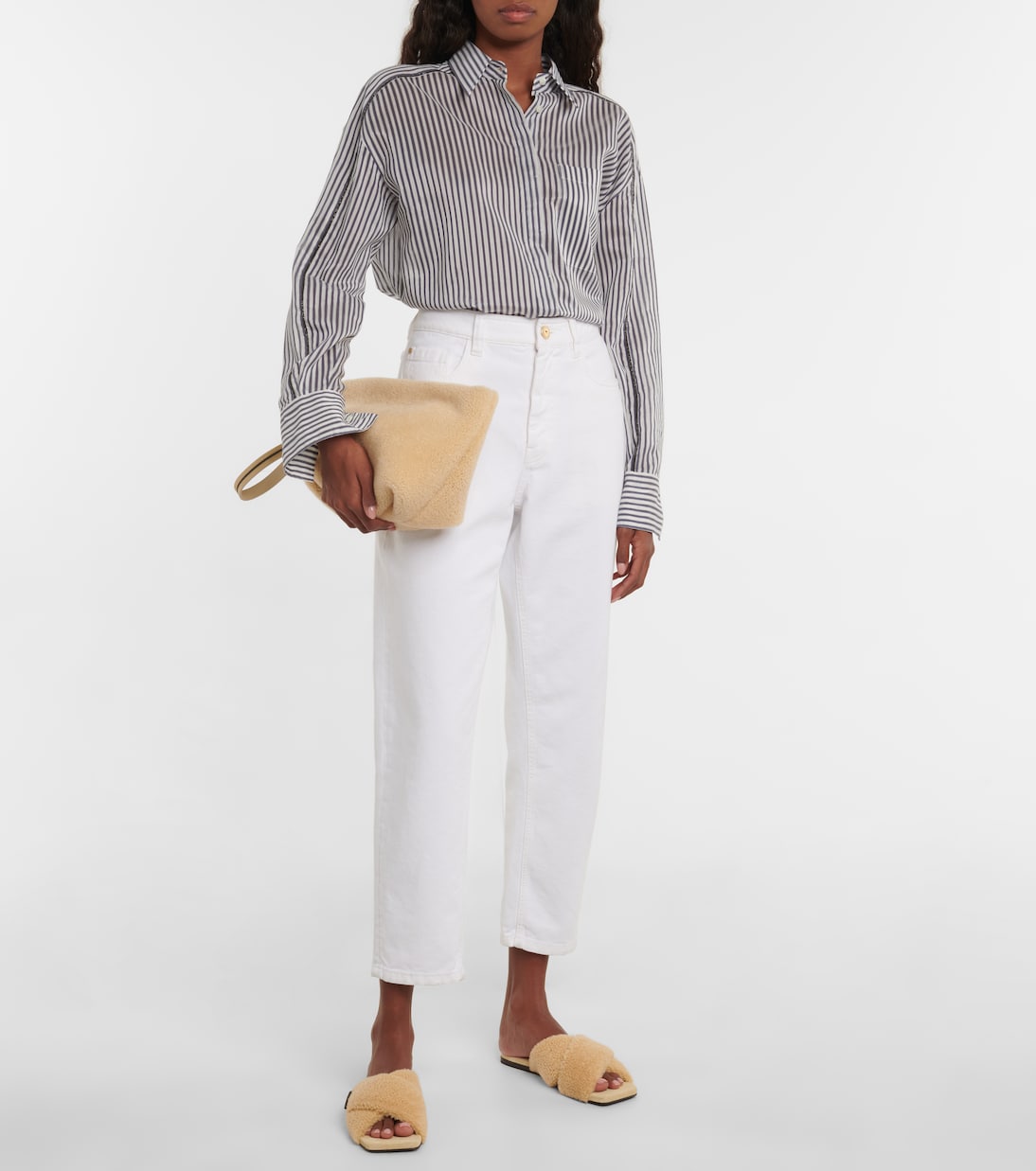 Verzierte Pantoletten aus Shearling | Brunello Cucinelli