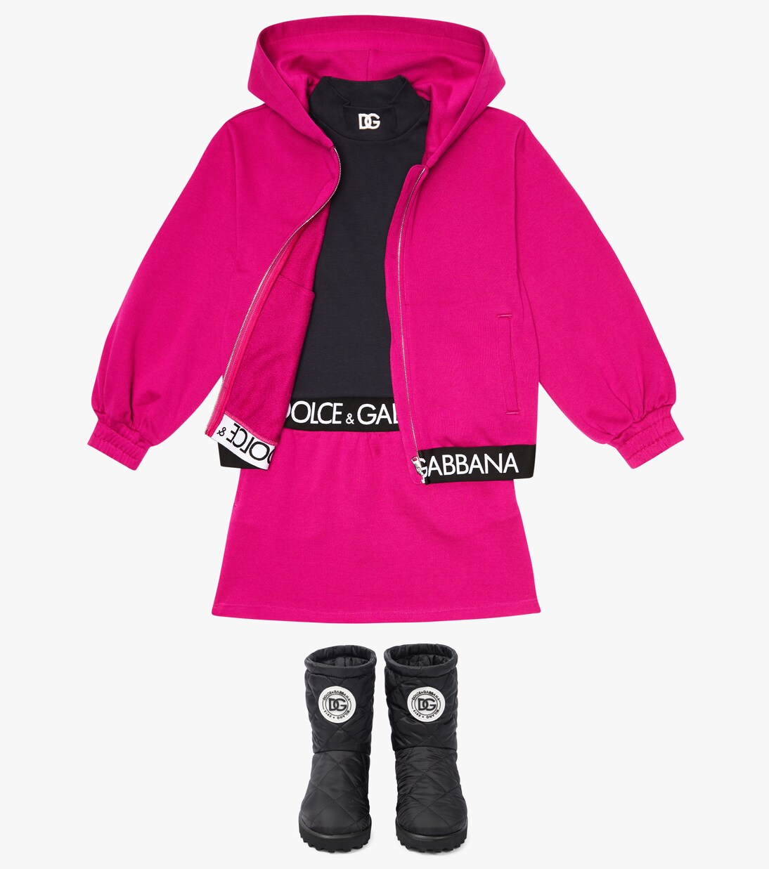 Sweat-shirt à capuche zippé en coton à logo | Dolce&Gabbana Kids