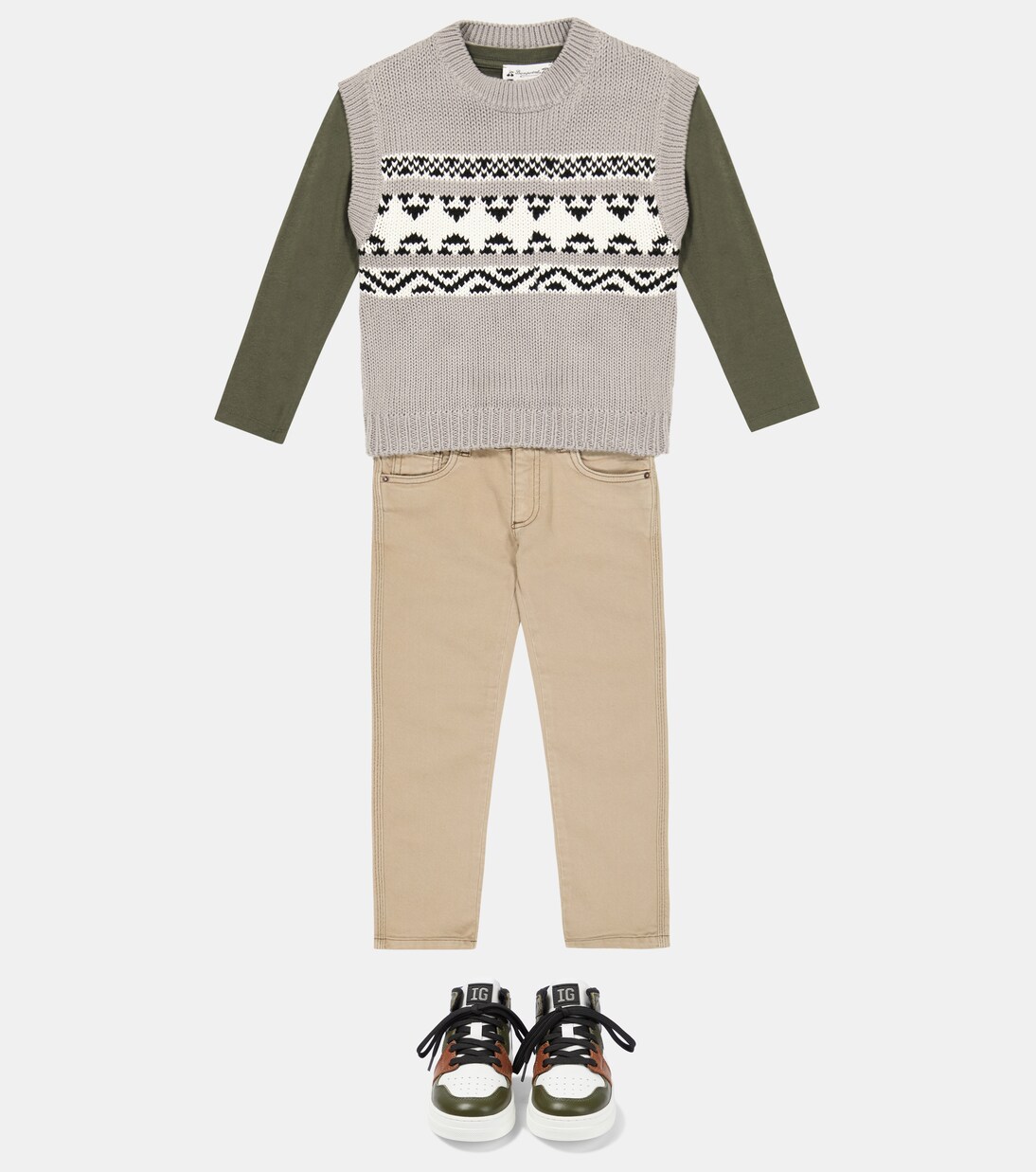 Jacquard cotton sweater vest | Il Gufo