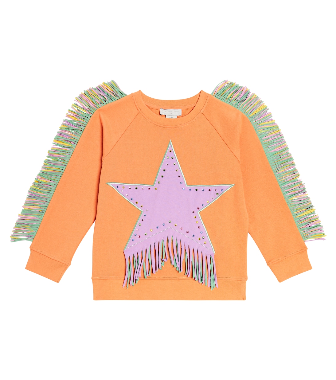 Fringed cotton jersey sweatshirt | Stella McCartney Kids