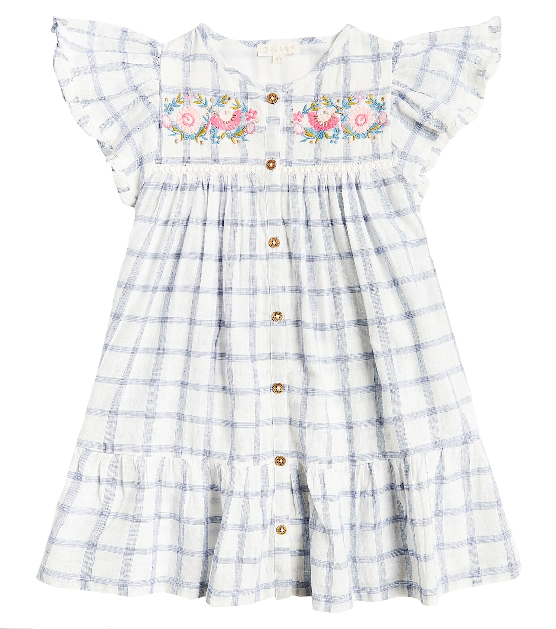 Carlina checked cotton and linen dress | Louise Misha