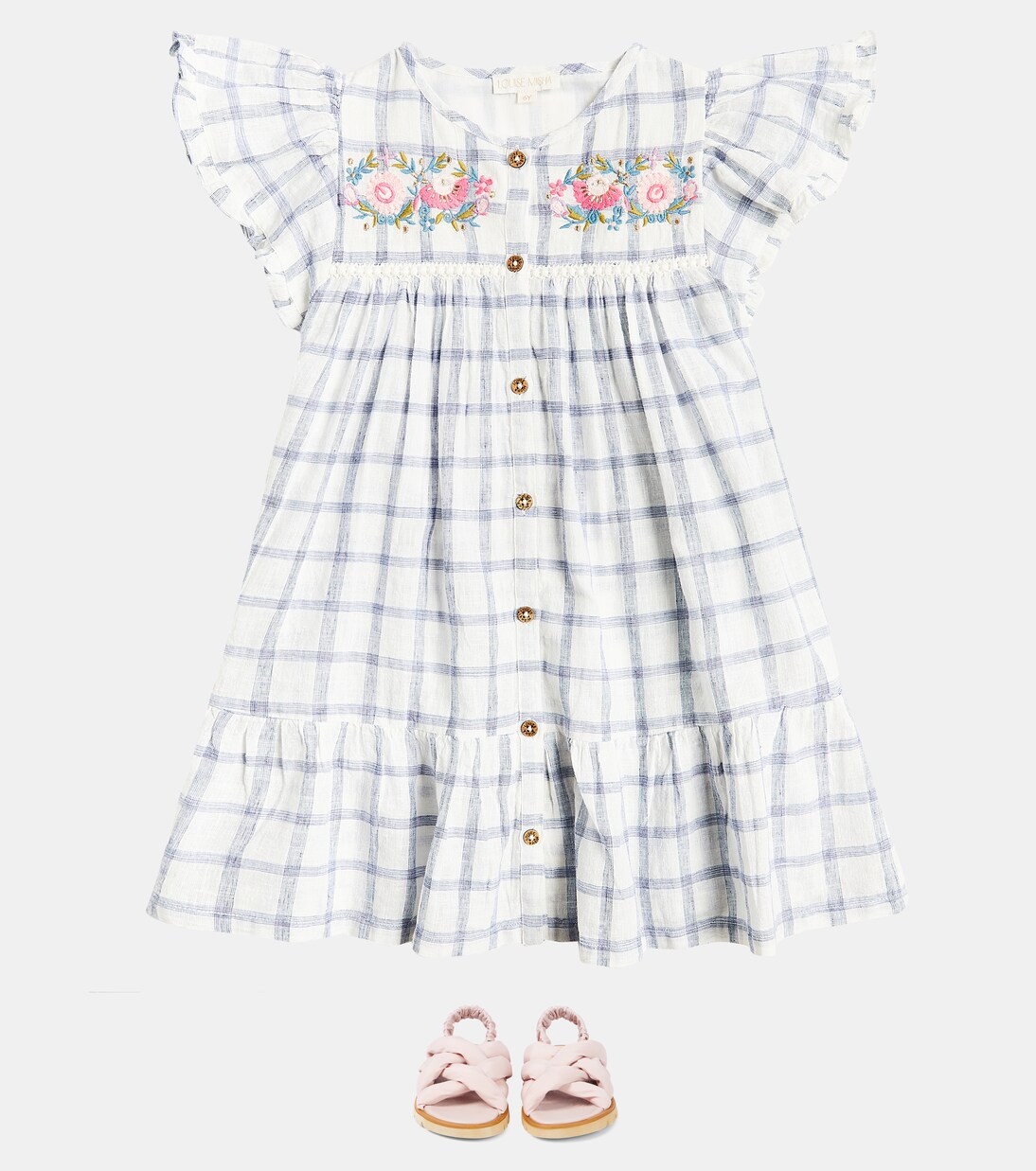 Carlina checked cotton and linen dress | Louise Misha