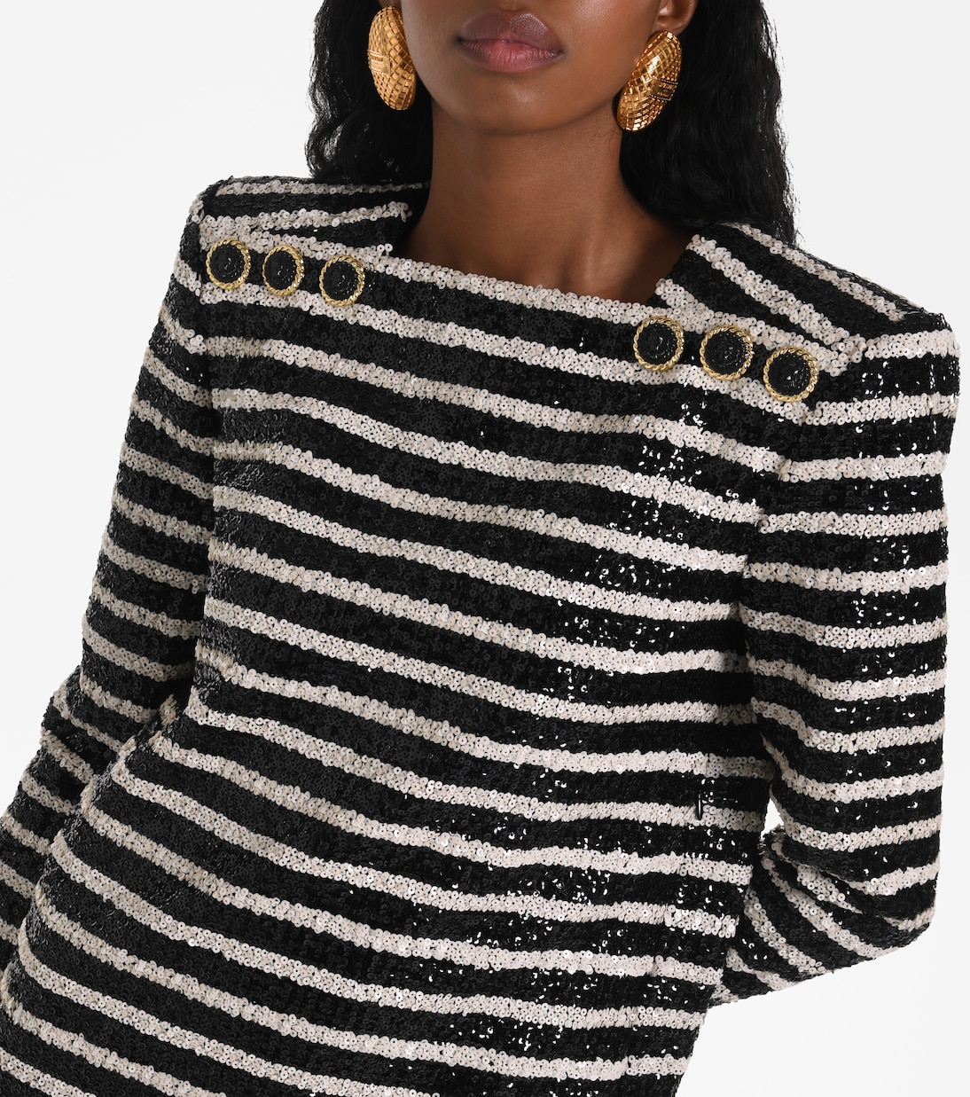 Robe rayée à sequins | Balmain