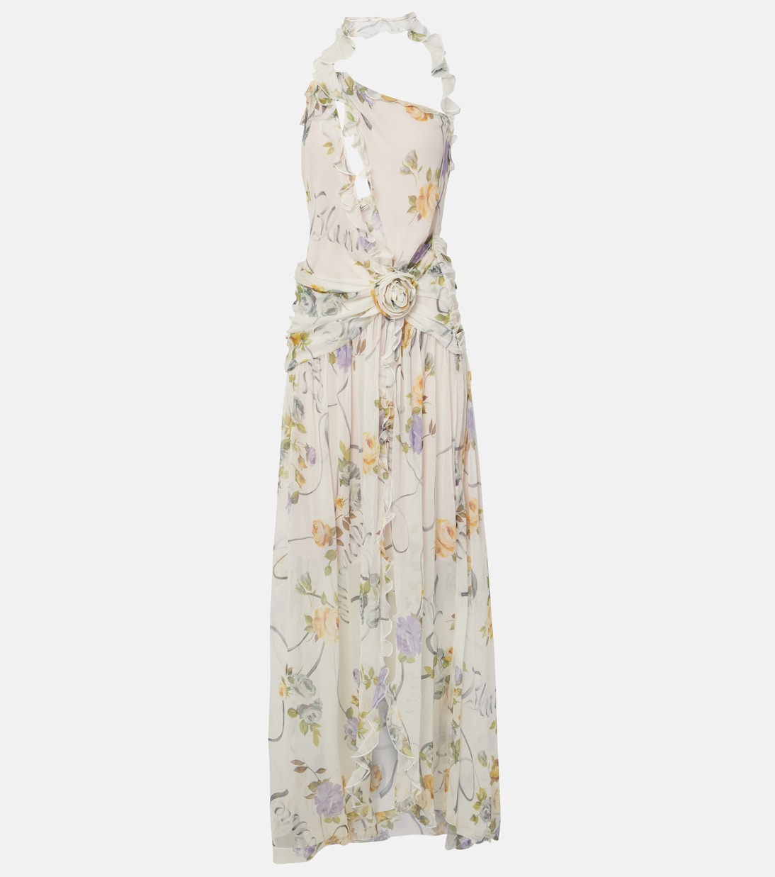 Robe longue en soie à fleurs | Blumarine