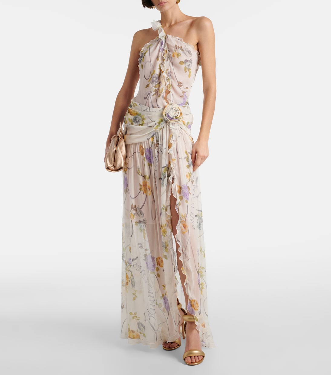 Robe longue en soie à fleurs | Blumarine