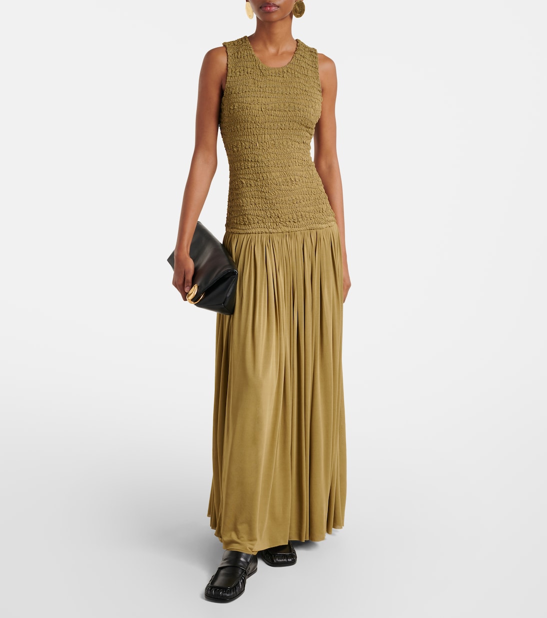Shirred plissé maxi dress | Jil Sander