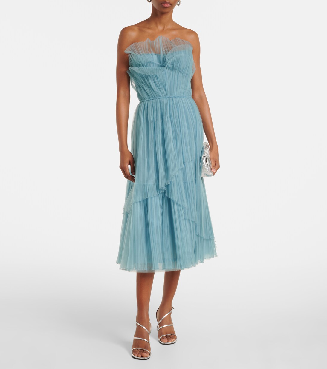 Dorea plissé tulle cocktail dress | Costarellos