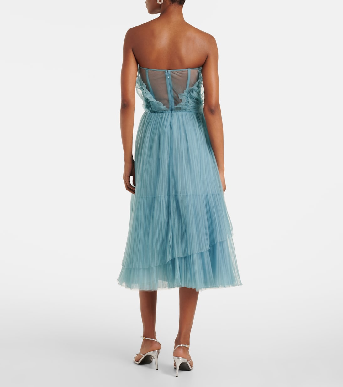 Dorea plissé tulle cocktail dress | Costarellos